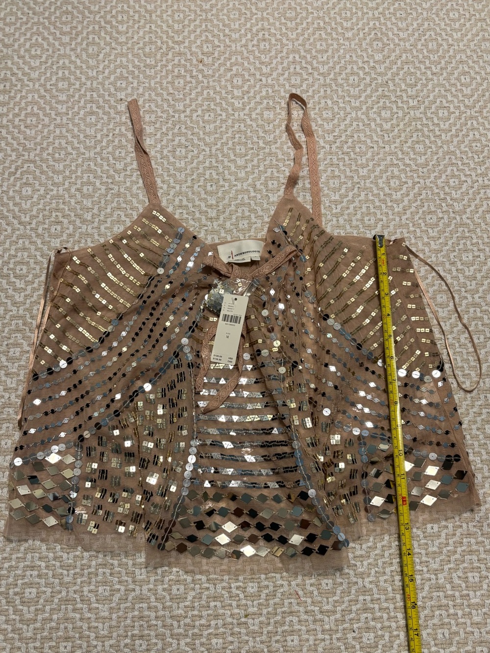 Anthropologie sequin sheer tank sz Medium - Picture 5 of 9